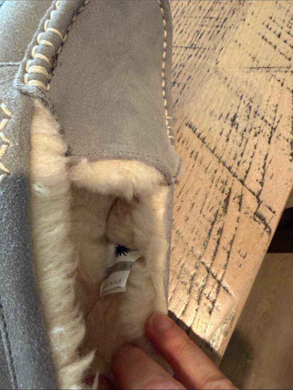 UGG women Grey Suede Cozy-Lined Moccasin Slippers - Picture 3 of 8